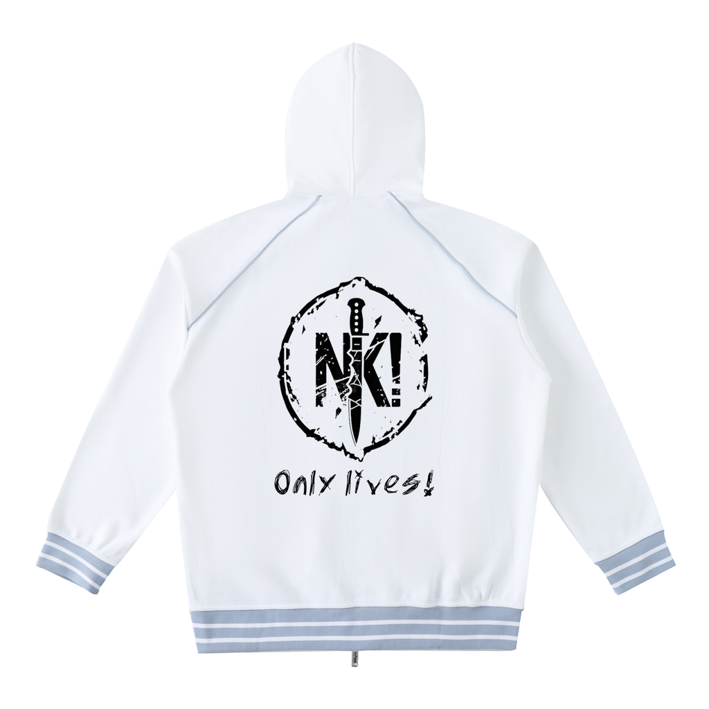 Striped Trim Zip-Up Hoodie