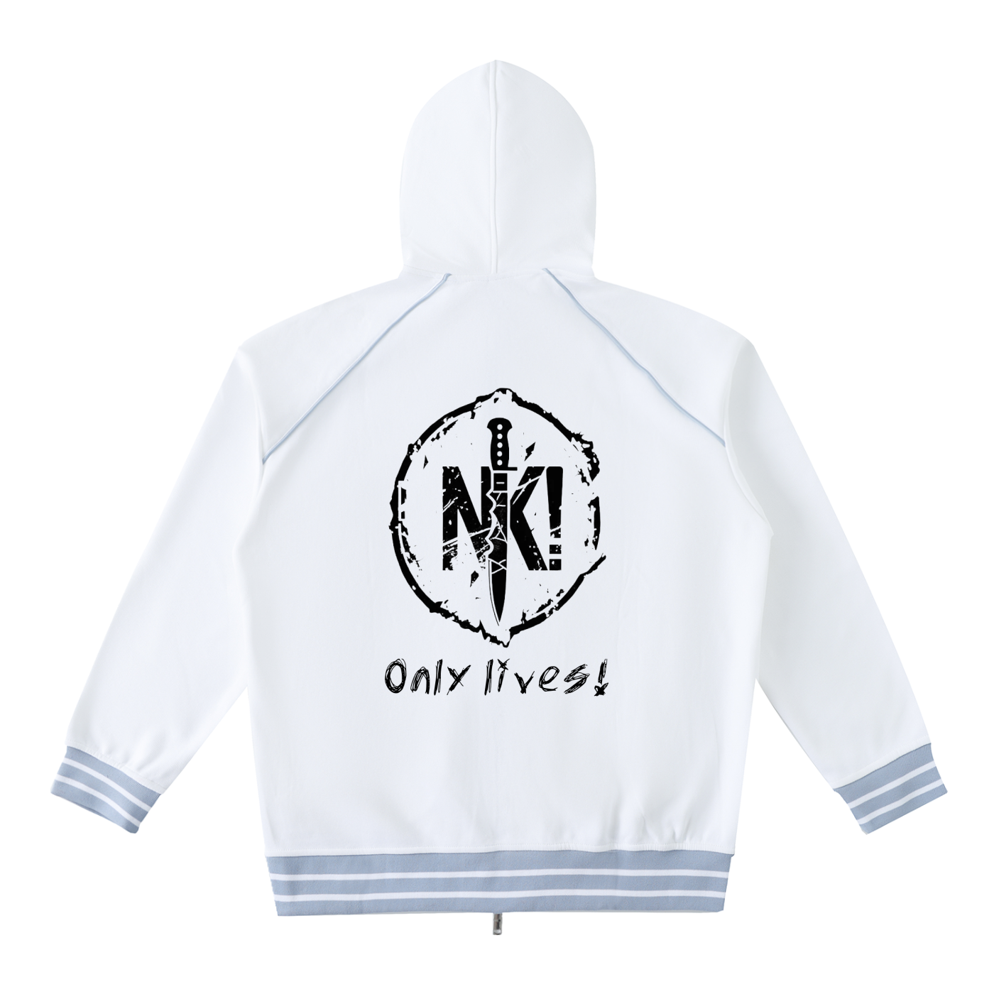 Striped Trim Zip-Up Hoodie