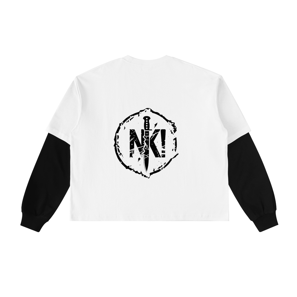 Layered Contrast Sleeve Cotton T-Shirt