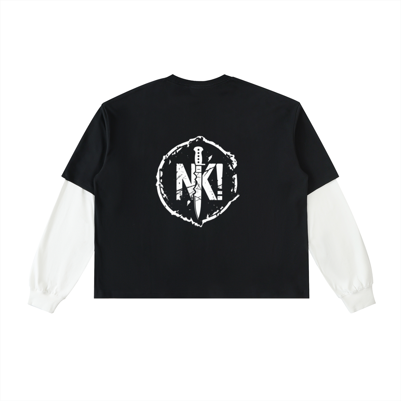 Layered Contrast Sleeve Cotton T-Shirt