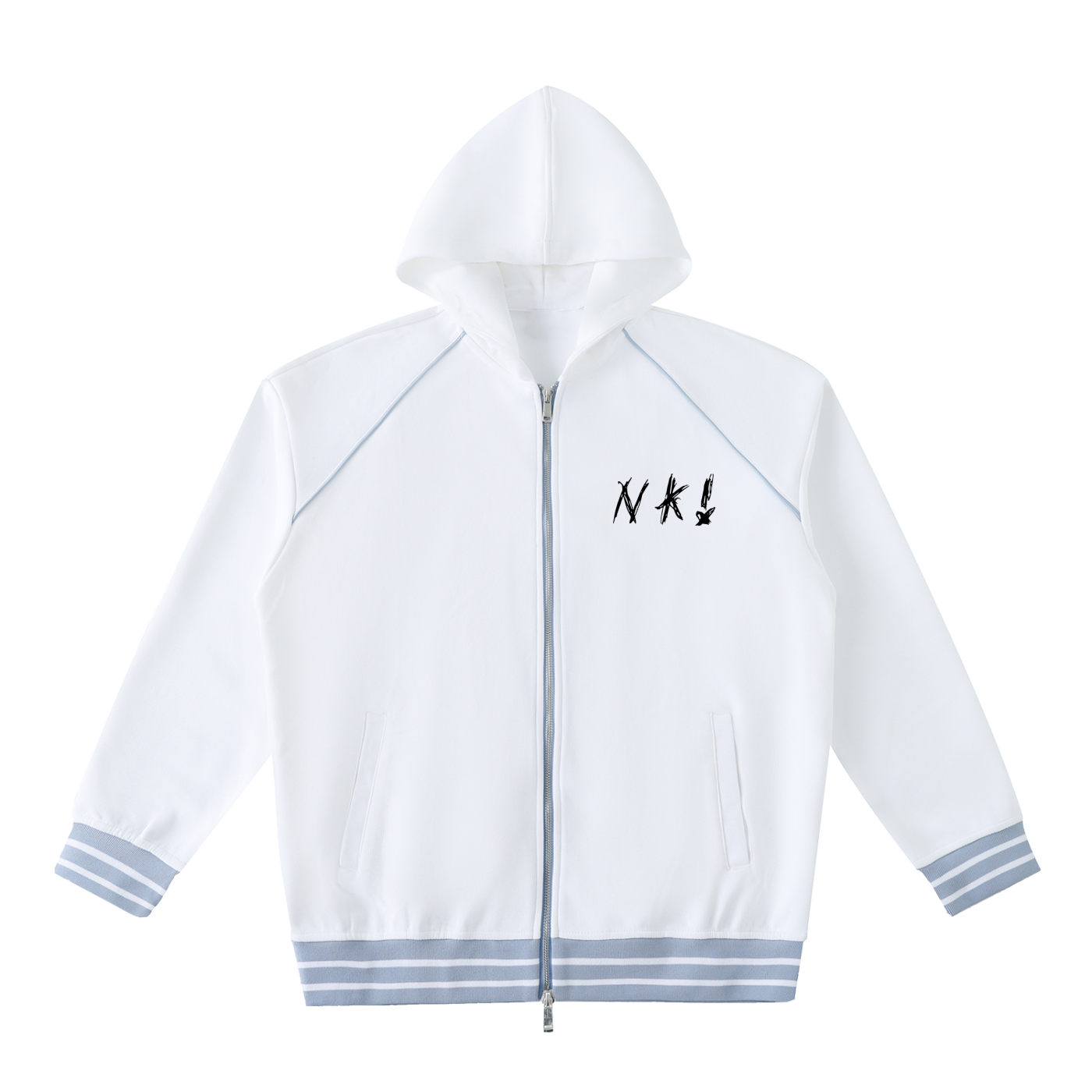 Striped Trim Zip-Up Hoodie
