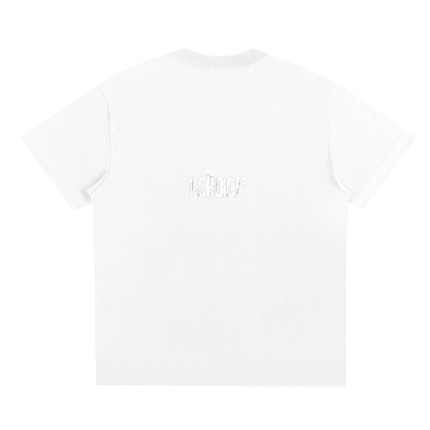White t-shirt with text on a white background